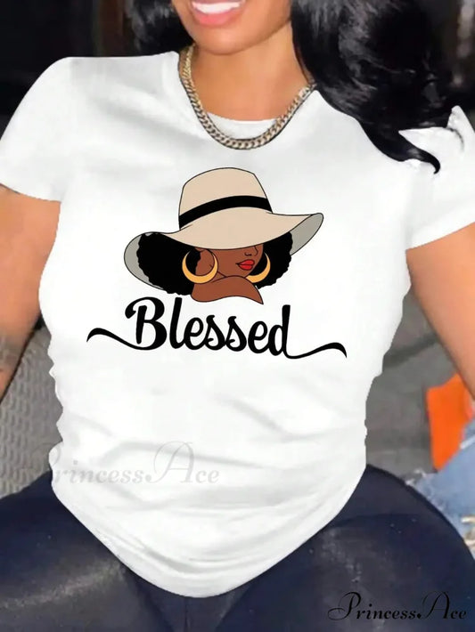 Portrait Short Sleeve Spring & Summer Women’s Clothing Print Crew Neck T-shirt WHITE / S