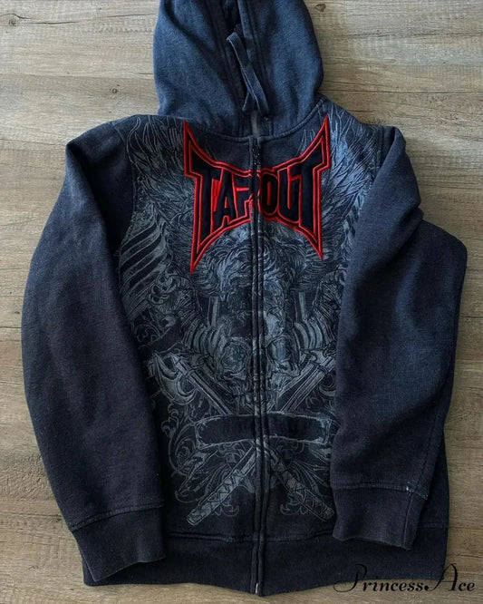 Prayer Portrait Dark Zipper Hoodie black 1 / S hoodies-241228
