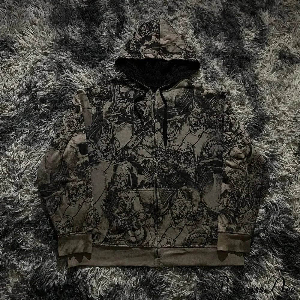 Premium Gothic Skeleton Design Hoodie black 1 / S hoodies-241228