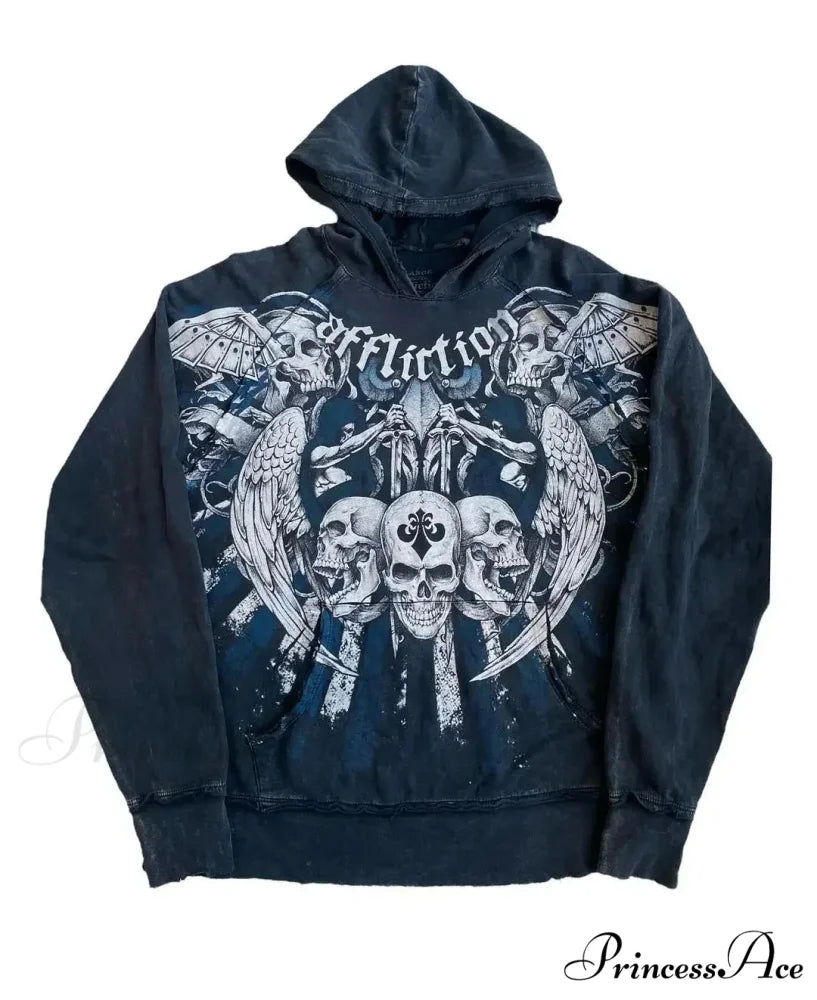 Premium Gothic Skeleton Design Hoodie black 6 / S hoodies-241228