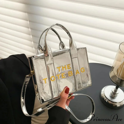 Premium Leather Designer Deluxe Satchel Purse silvery shoulder bag / 18X14X8cm handbag-250126