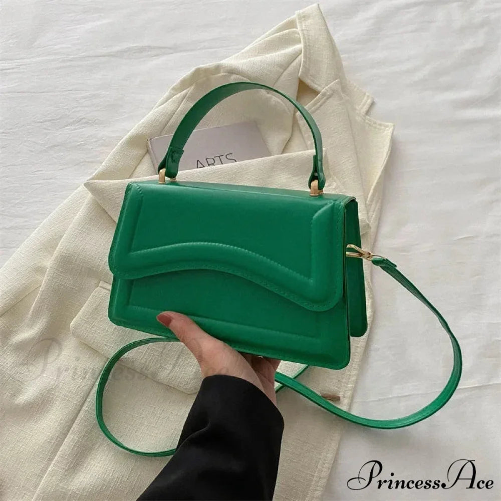 Premium PU Leather Monochrome Crossbody Purse Green handbag-250126
