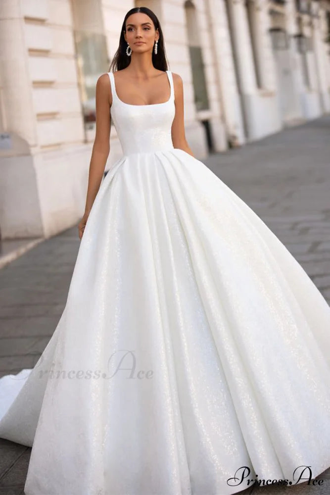 Preston Sleeveless Graceful Sparkly Wedding Dress Ivory / 2