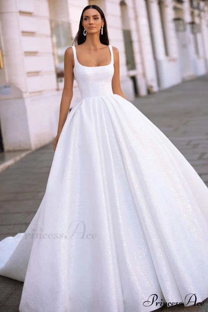 Preston Sleeveless Graceful Sparkly Wedding Dress White / 2