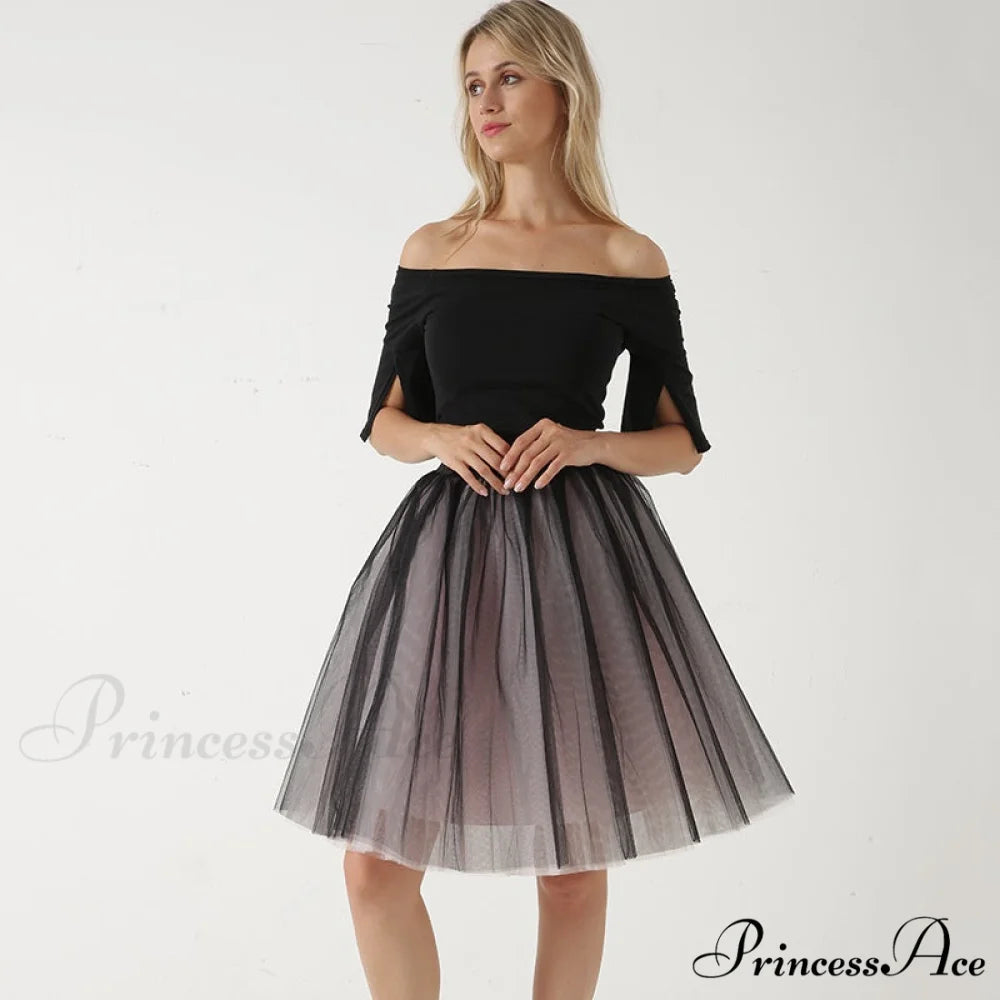 Princess Midi Tulle Skirt black pink / One Size
