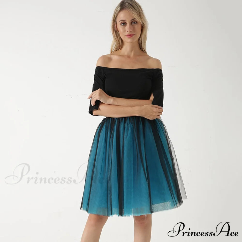 Princess Midi Tulle Skirt blue black / One Size