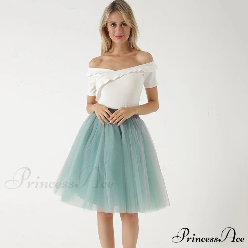 Princess Midi Tulle Skirt gray light green / One Size