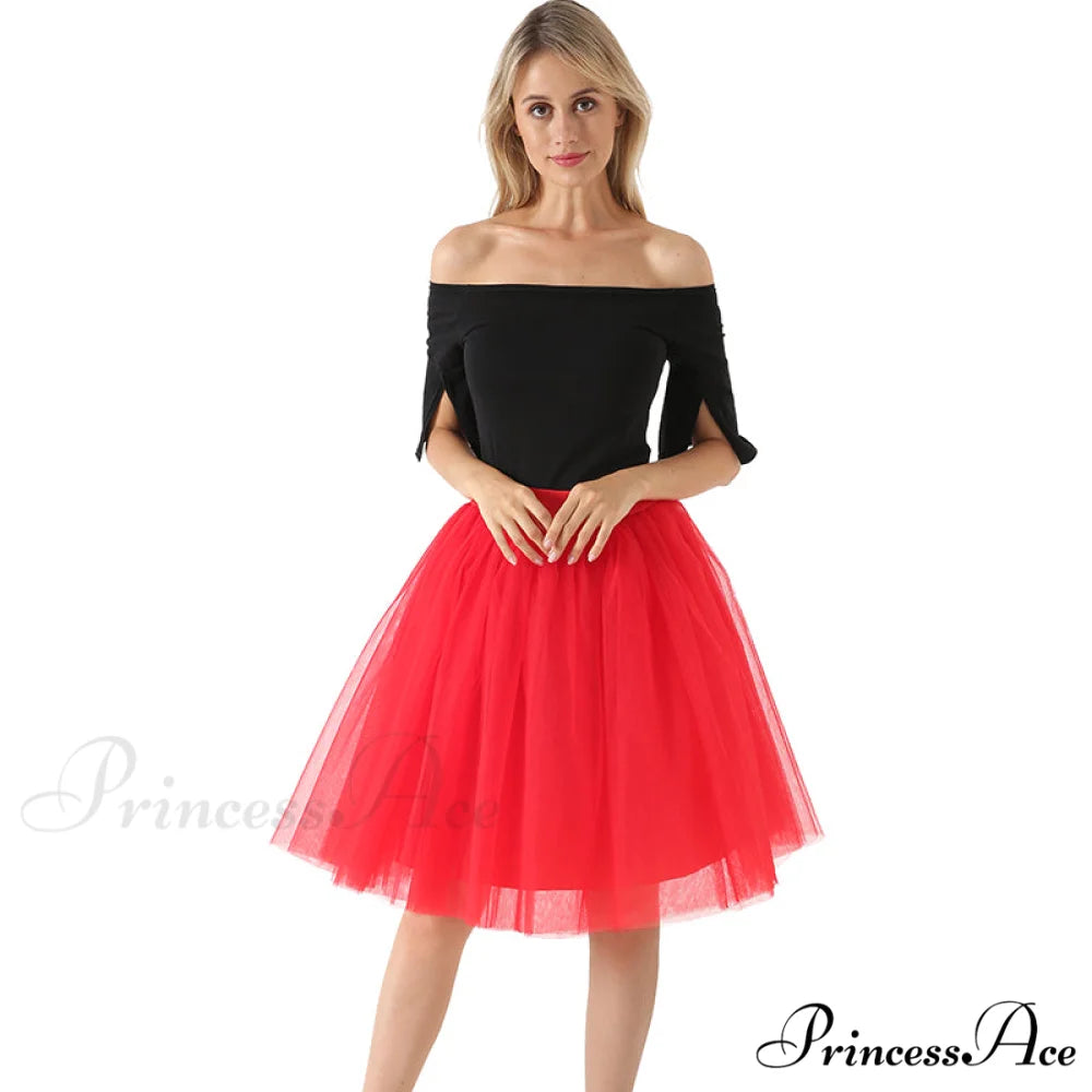 Princess Midi Tulle Skirt red / One Size