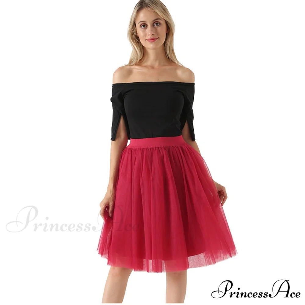 Princess Midi Tulle Skirt red wine / One Size
