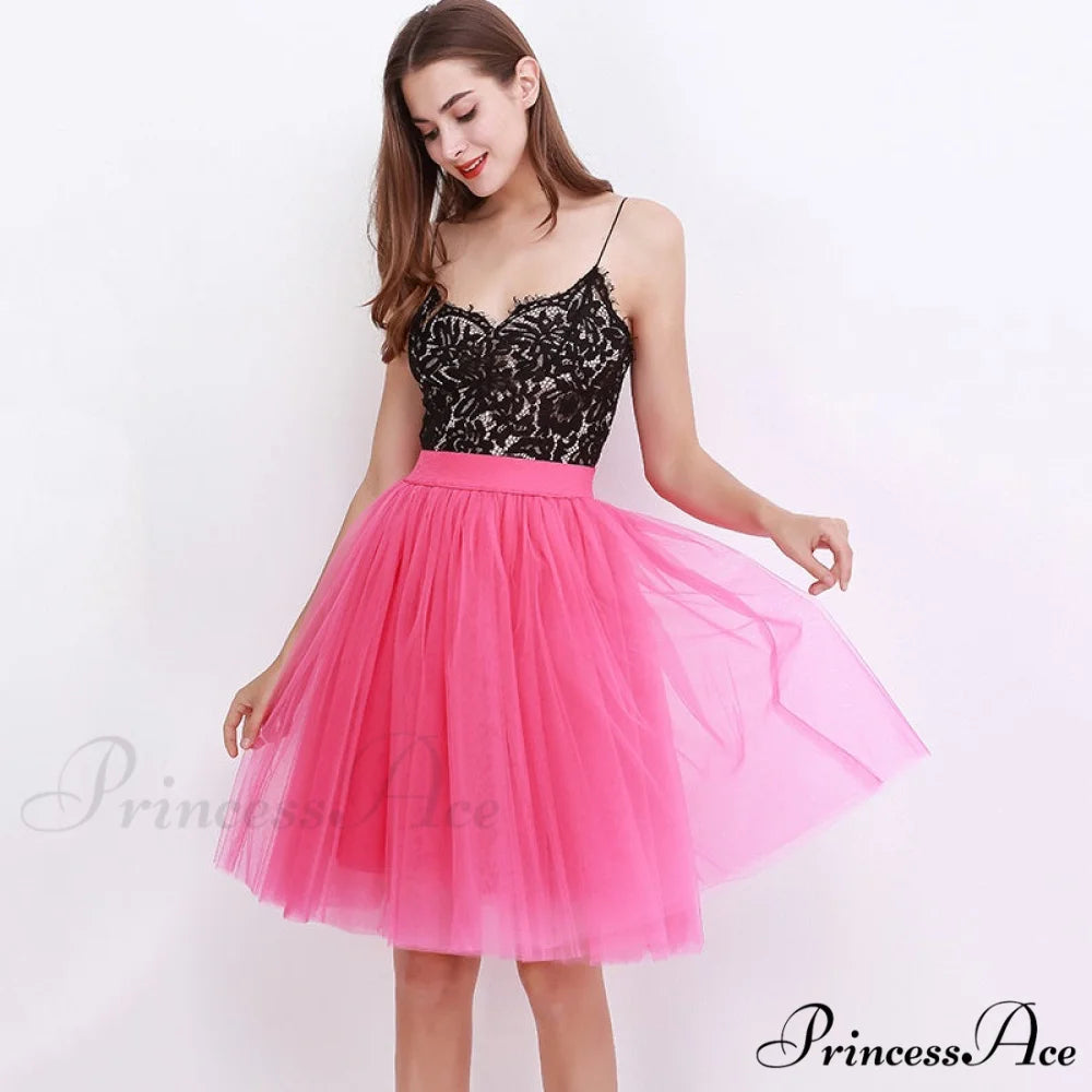 Princess Midi Tulle Skirt rose red / One Size
