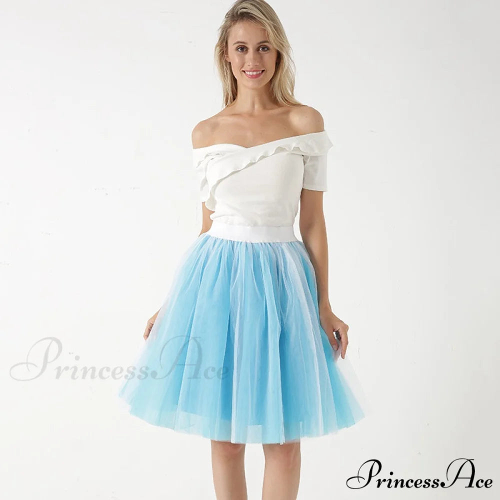 Princess Midi Tulle Skirt white blue / One Size