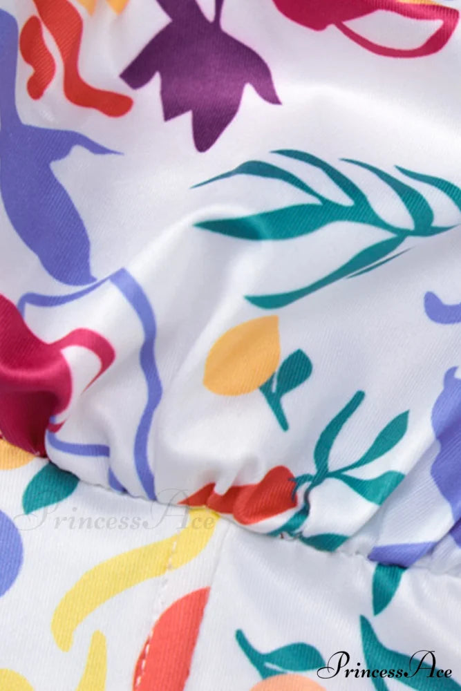 Print Halter Backless Dress in Multicolor