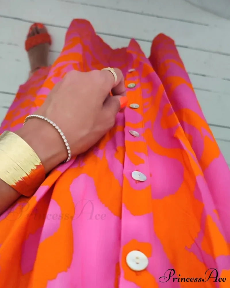 Print Midi Dress with 3/4 Sleeves