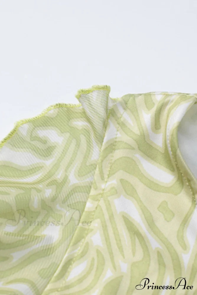 Print Ruffle Irregular Hem Dress with One Shoulder