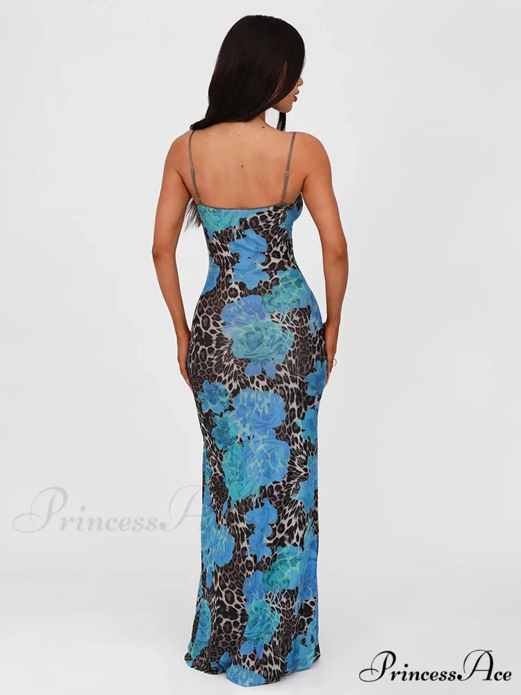Print Slender Bodycon Long Holiday Dress vacationdress-250223