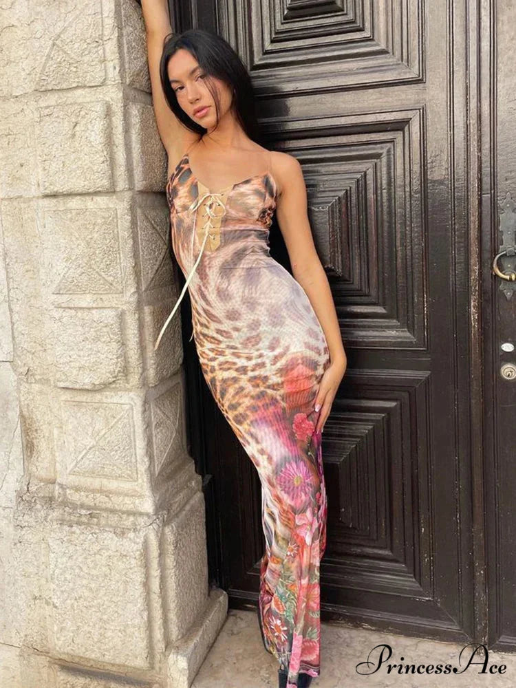 Print Stylish Long Vacation Dress vacationdress-250223