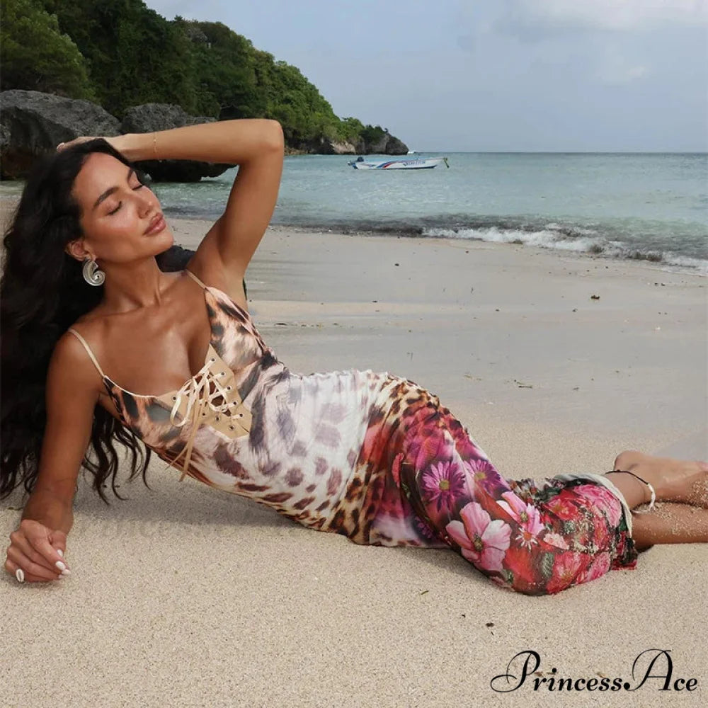 Print Stylish Long Vacation Dress vacationdress-250223