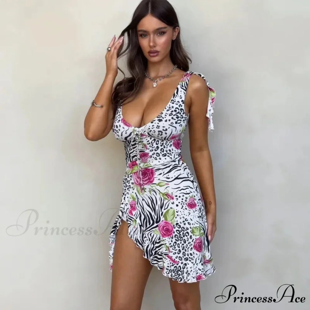 Print Thin Spaghetti Strap Holiday Dress vacationdress-250223