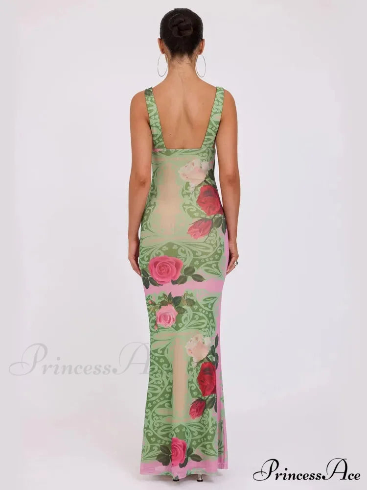 Print Thin Stylish Long Vacation Dress vacationdress-250223