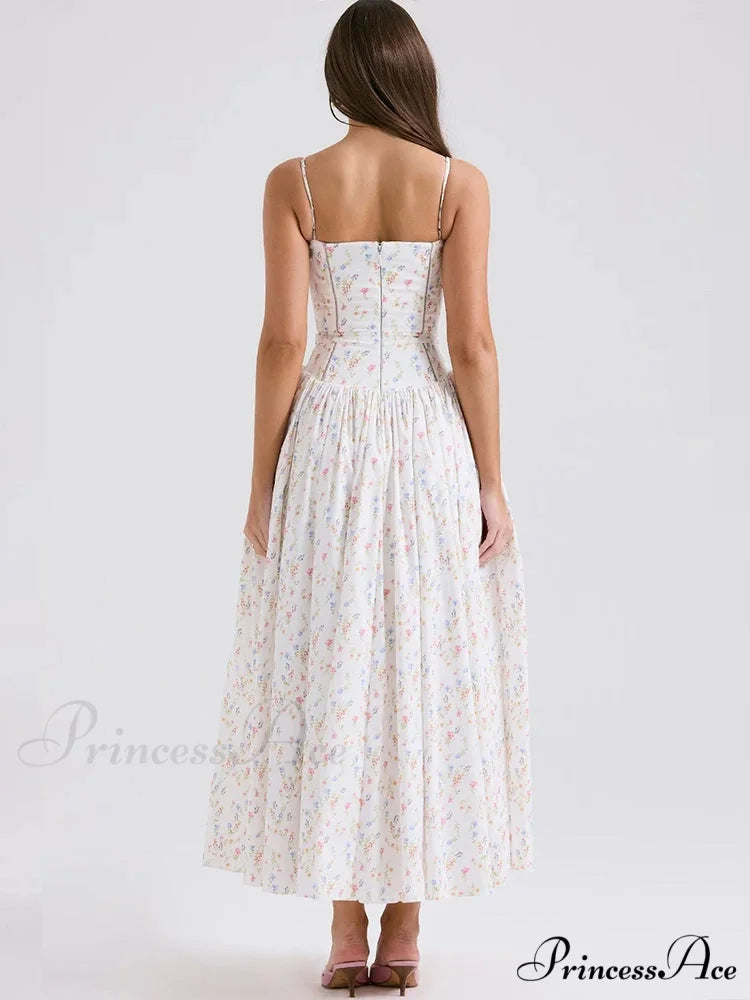 Print Waist Encircle A-line Holiday Dress vacationdress-250223