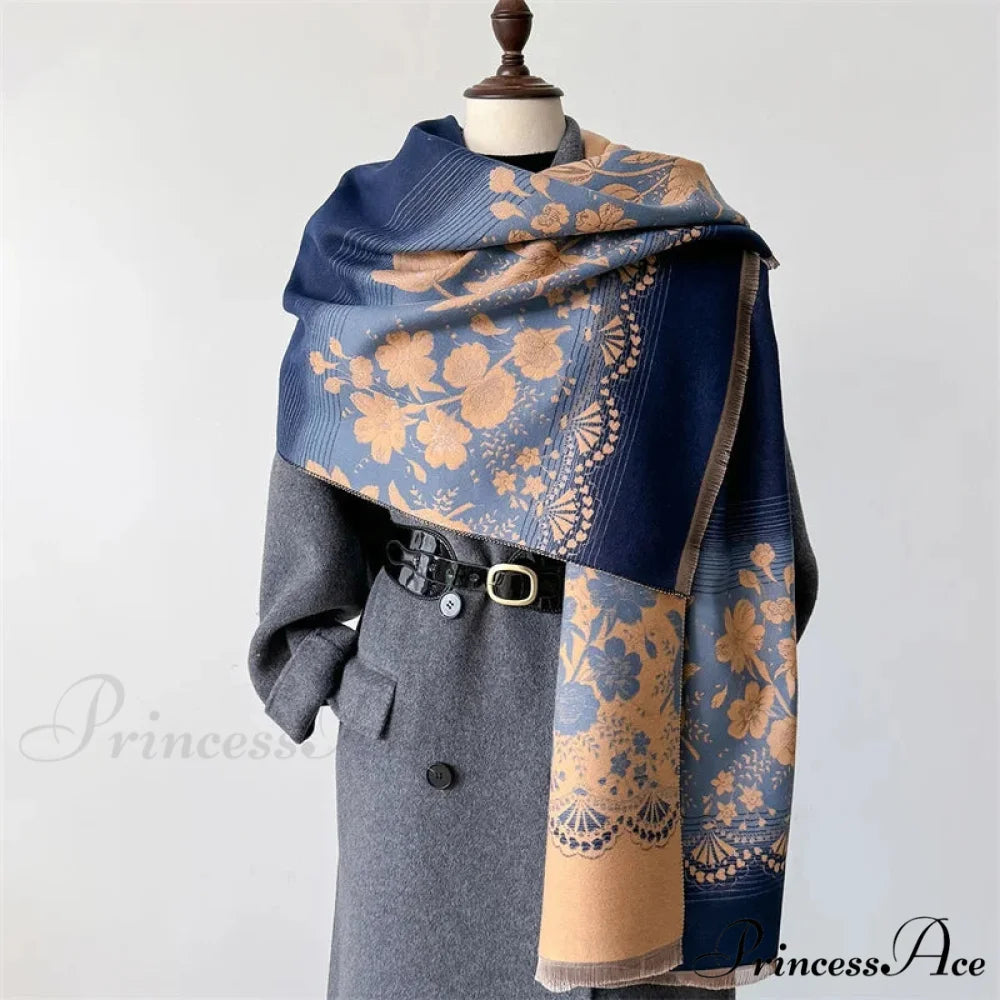 Printed Cashmere Winter Pashmina Scarf black 1 scarf-241228