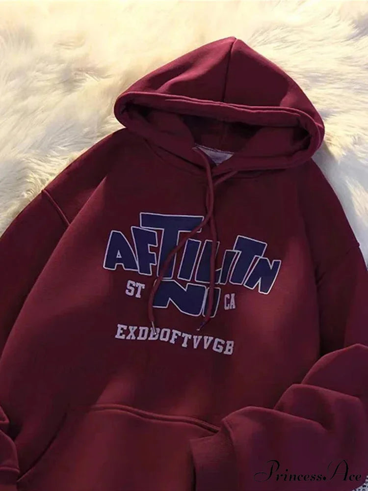 Printed Cotton Hoodie Red / M(40-45KG) hoodies-241228