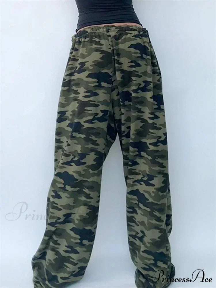 Printed Elastic Low Waist Wide Leg Trouser pant-250223