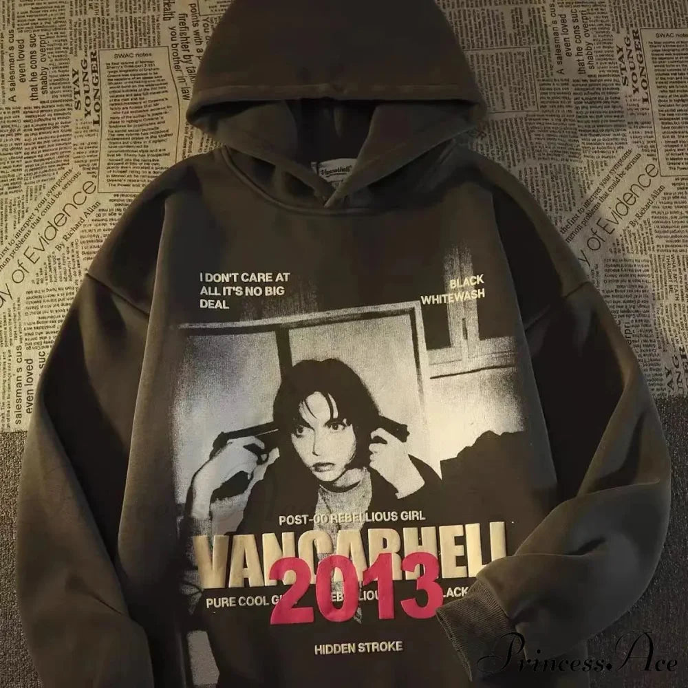 Printed Female Informal Hoodie Brown / M hoodies-241228