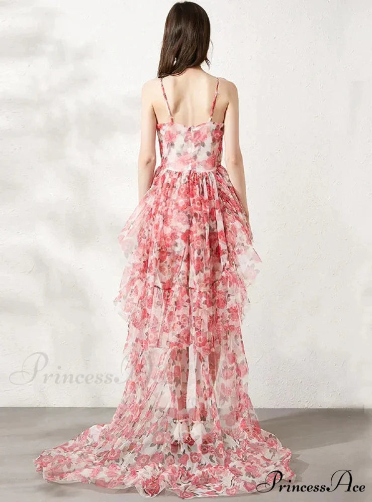 Printed Fluffy Hi Lo Dress