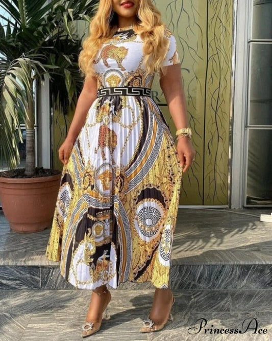 Printed Long Sleeve Fashion Dresses Light Print / S