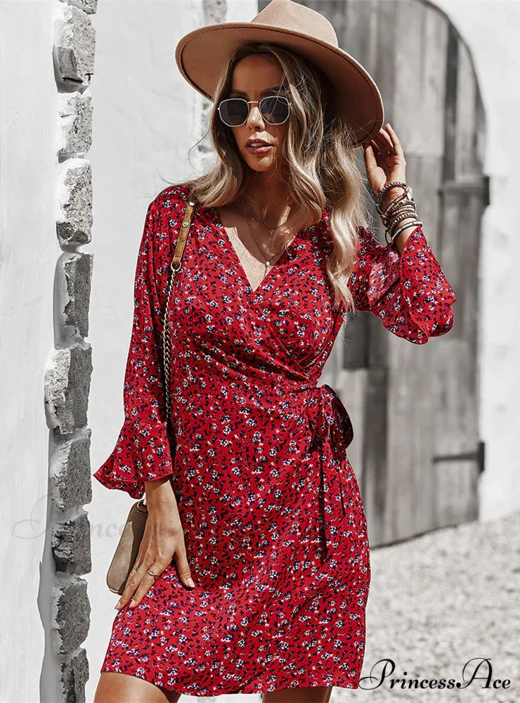 PRINTED LONG-SLEEVED DRESS FOR WOMEN S / blue