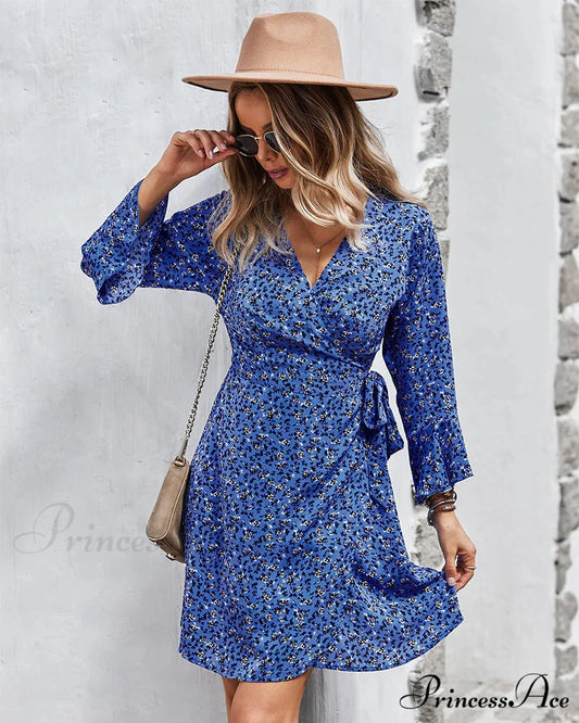 PRINTED LONG-SLEEVED DRESS FOR WOMEN S / yellow