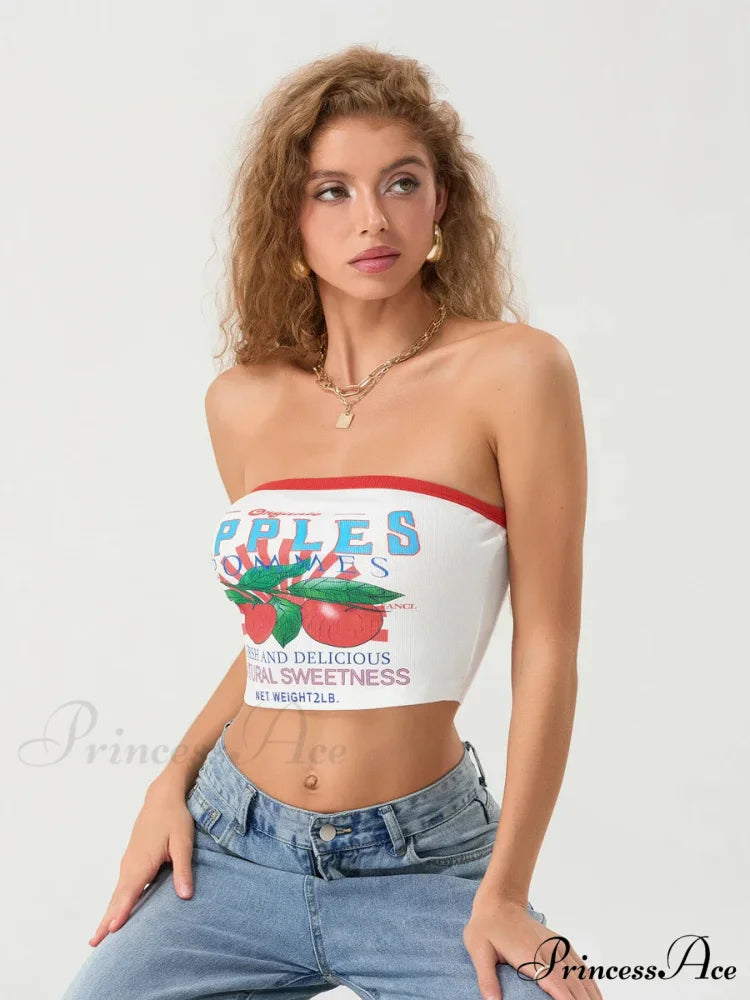 Printed Off-shoulder Sleeveless Wrap Tube Top croptop-250126