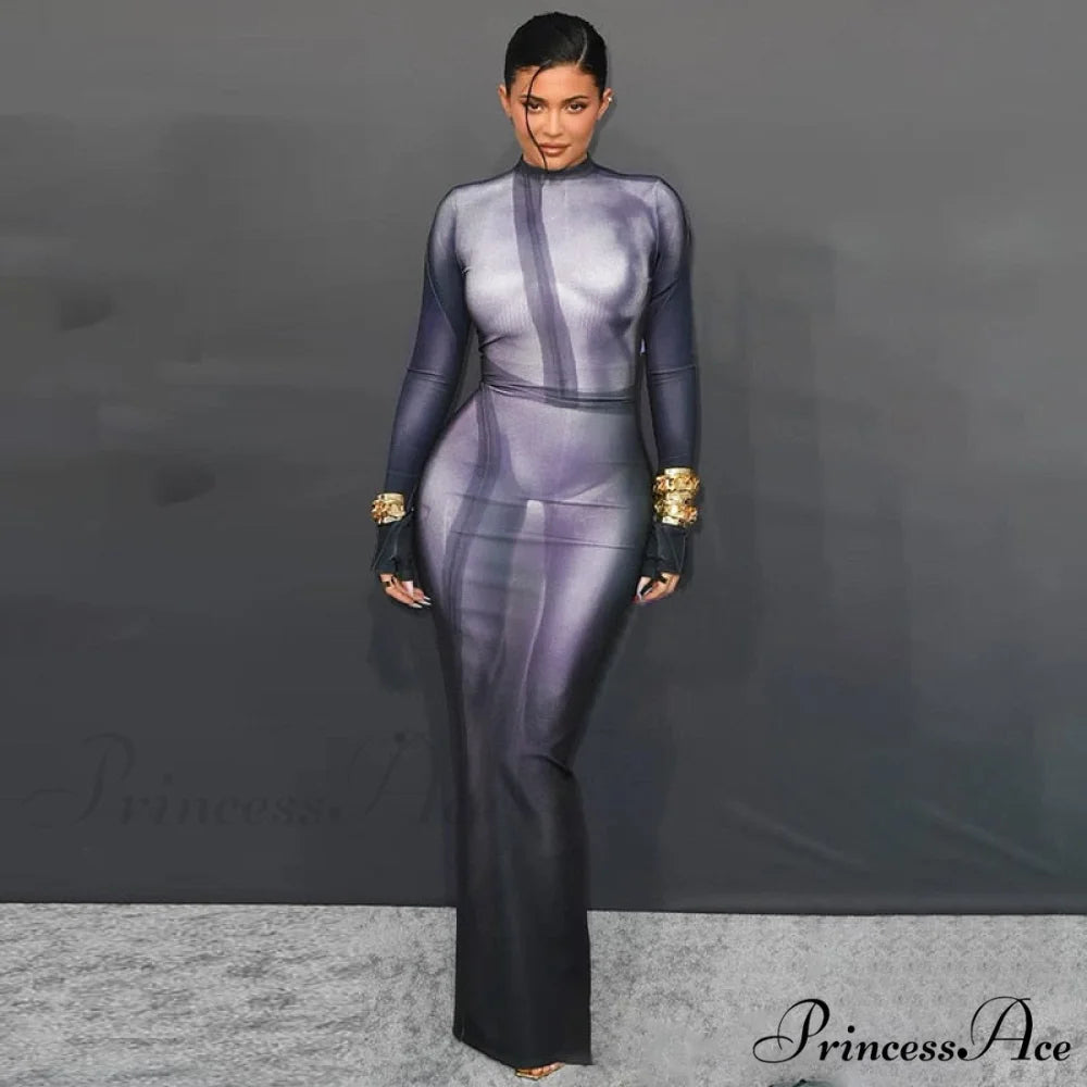 Printed Party Club Bodycon Streetwear Long Dress
