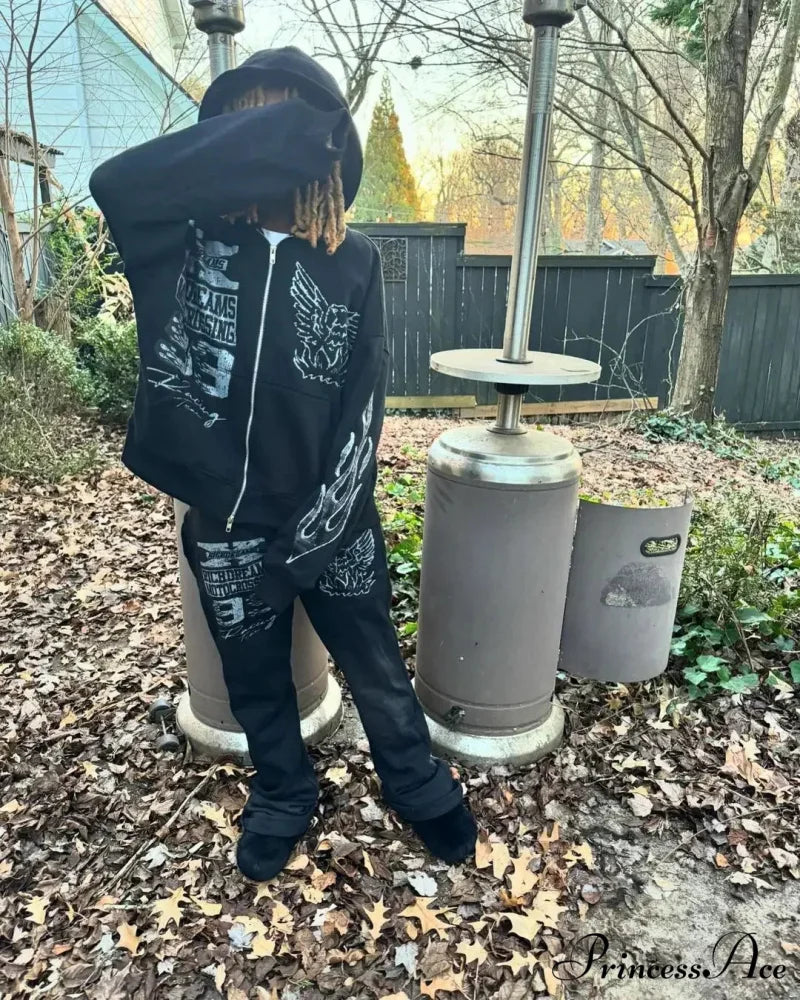 Printed Rap Hoodie RED / M hoodies-241228