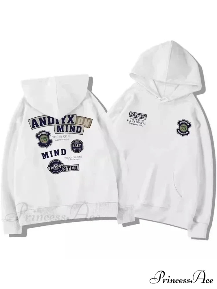 Printed Retro Hoodie WHITE / M(40-50KG) hoodies-241228