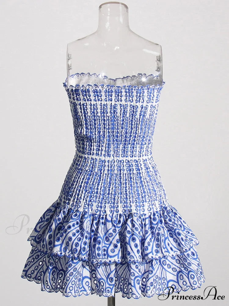 Printed Ruched Stylish Tube Mini Dress