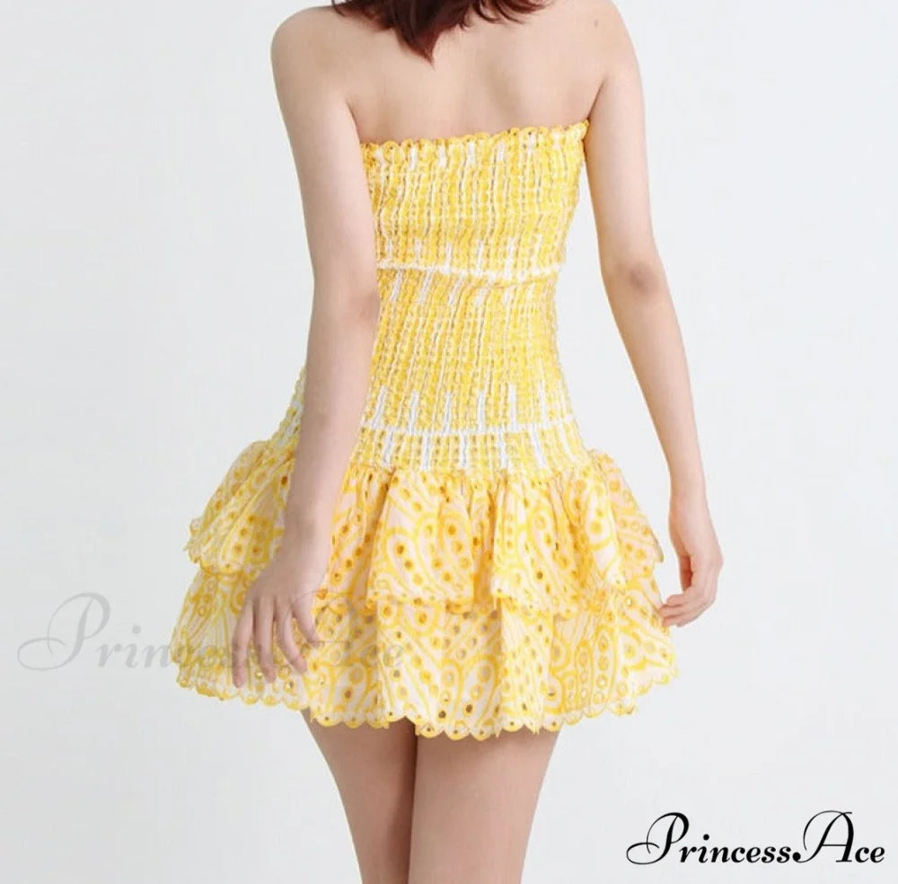 Printed Ruched Stylish Tube Mini Dress