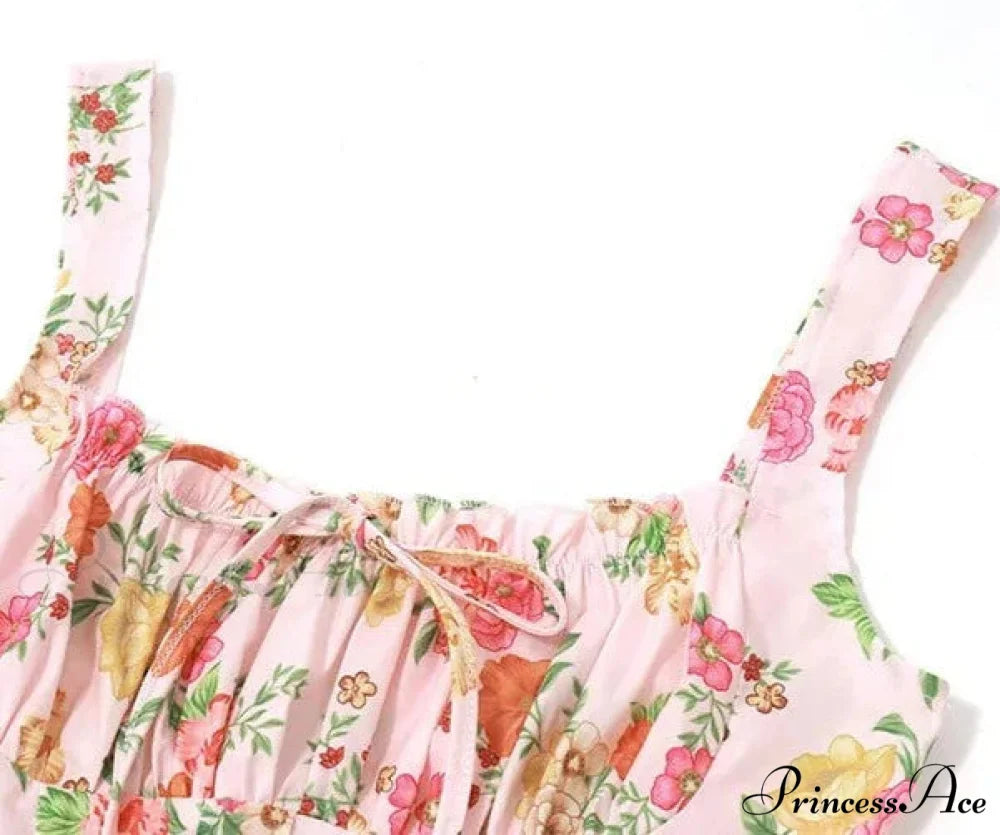 Printed Square Neck Charming Strap Corset Mini Dress