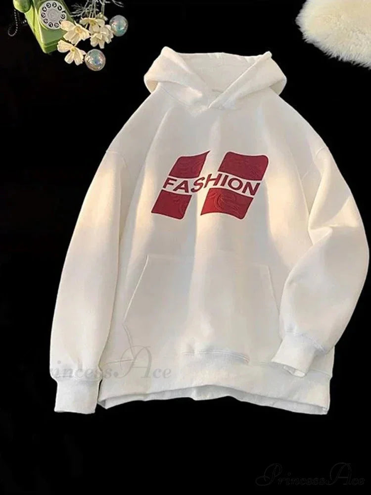 Printed Urban Rap Hoodie WHITE / M(40-45KG) hoodies-241228