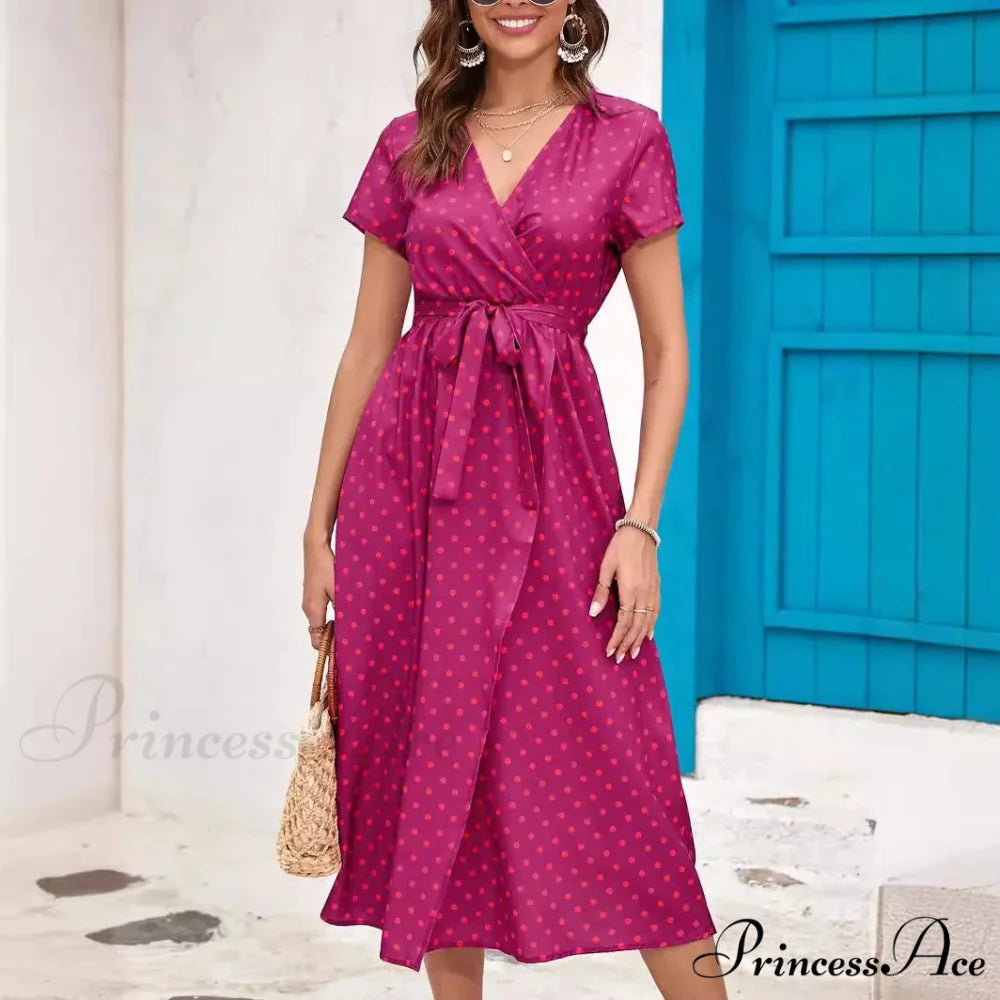 Printed V-neck Summer Dress oldfloraldress-250126