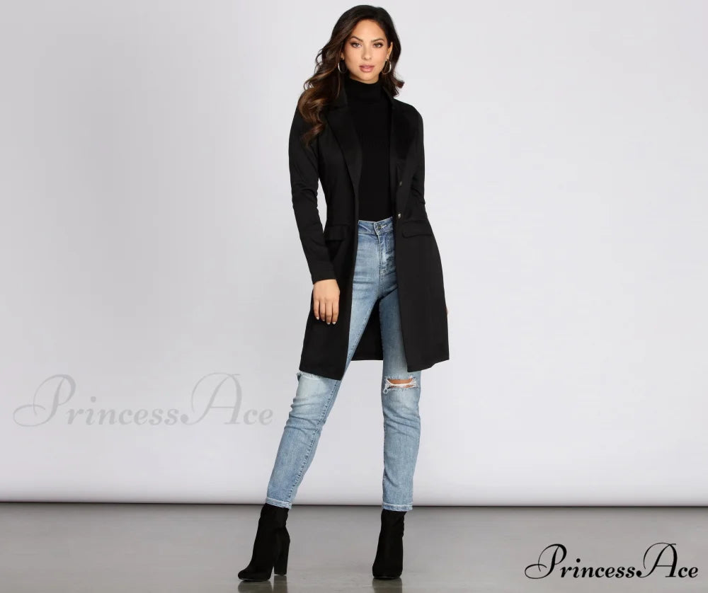 Professional Long Line Blazer BLACK / S