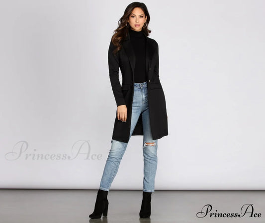 Professional Long Line Blazer BLACK / S