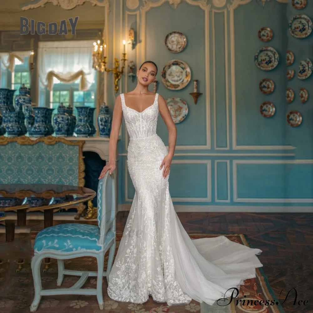 Profound Plunging Neckline Extended Tail Evening Marriage Gown lvory white / 2 weddingdress-250223