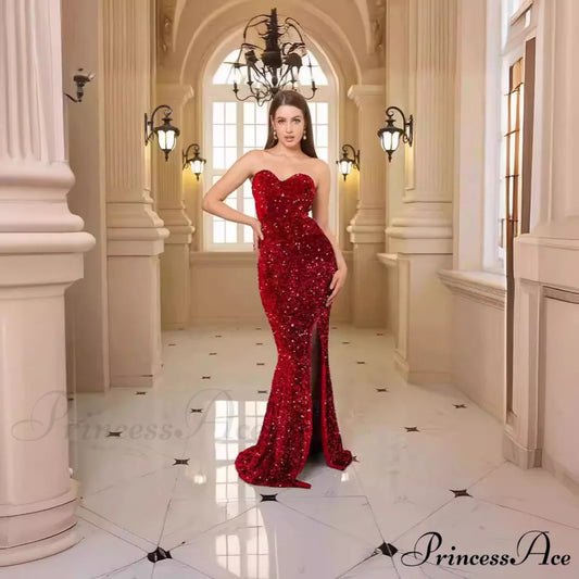 Profound Plunging Neckline Sparkling Evening Prom Gown promdress-250223