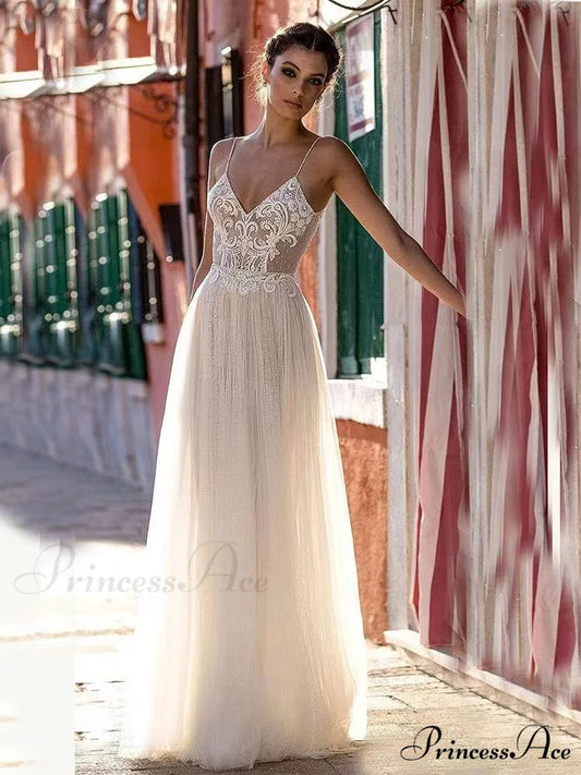 Profound Plunging Sheer Tulle Bridal Gown lvory white / 2 weddingdress-250223