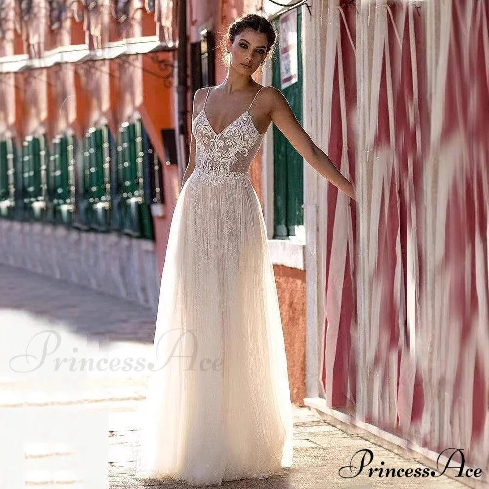 Profound Plunging Sheer Tulle Bridal Gown weddingdress-250223