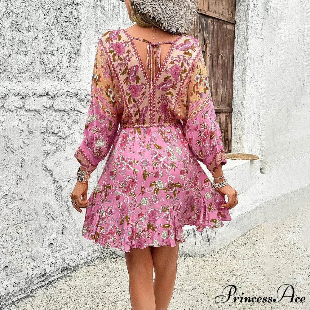 Profound V Neck Petite Cotton Boho Dress bohodress-250126