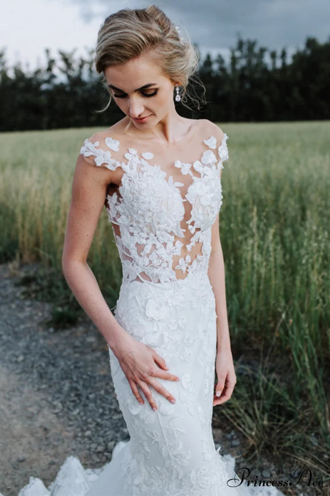 Promised Love Lace Trendy Mermaid Wedding Dress