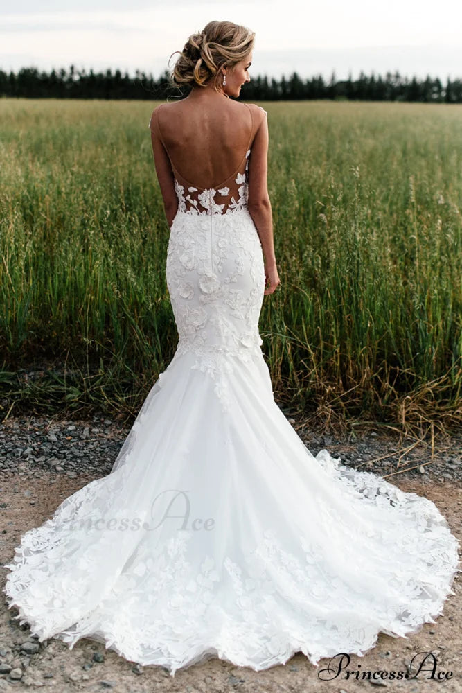 Promised Love Lace Trendy Mermaid Wedding Dress